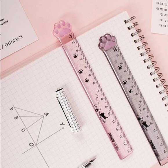 Cute Cat Claw Shape Plastic Ruler Straight Ruler Plastic Measuring Tool - Picture 1 of 5